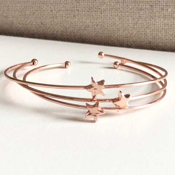 Rose Gold Star Cuff Bracelets - Picture 5 of 8